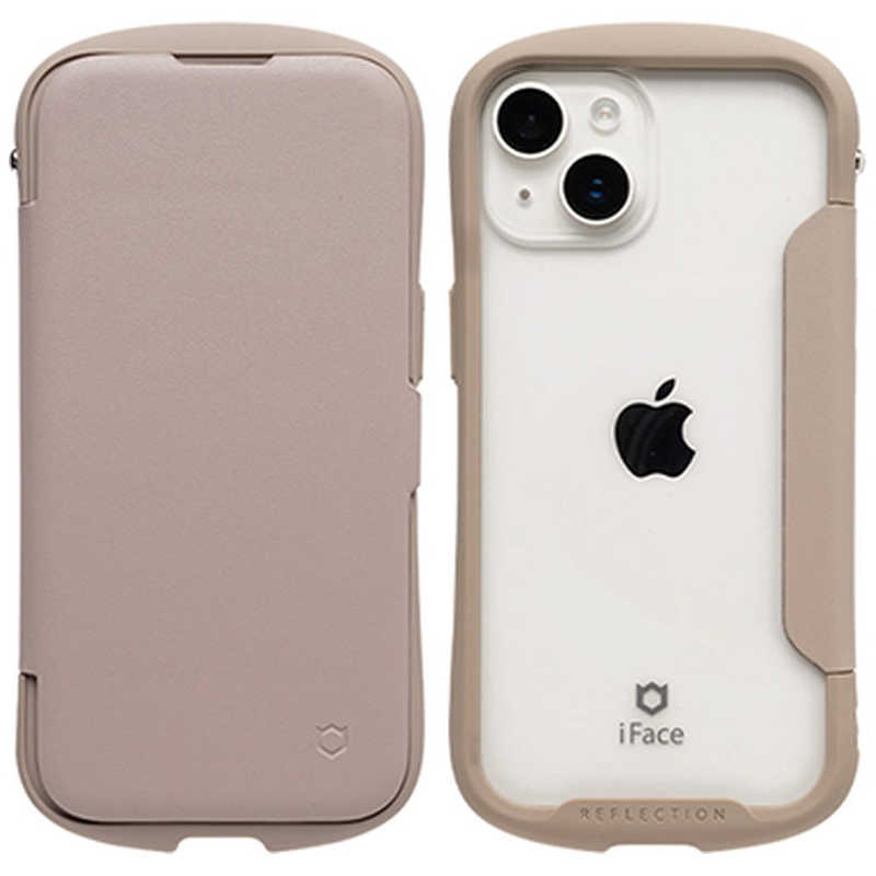 HAMEE　［iPhone 15/14/13専用］iFace Reflection ダイアリー ポリカーボネート クリアケース iFace ベージュ　41-983522