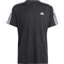 アディダス adidas メンズ トレイン エッセンシャルズ スリーストライプス トレーニング半袖Tシャツ ブラック/ホワイト J/M BXH41 【返品交換不可】(4)