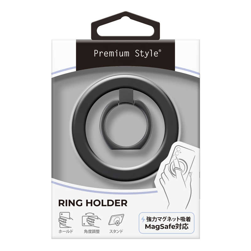 PGA　MagSafe対応 リングホルダー Premium Style ブラック　PG-MGRH01BK