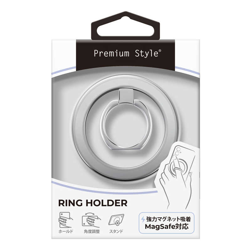PGA　MagSafe対応 リングホルダー Premium Style シルバー　PG-MGRH04SV