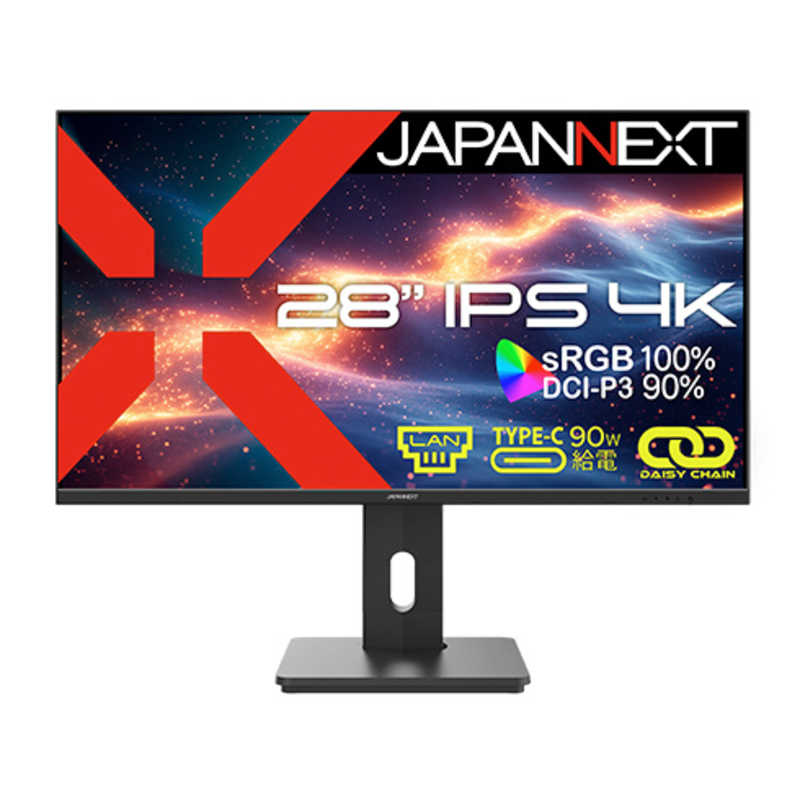 JAPANNEXT　28インチ IPSパネル搭載 4K(3840x2160)解像度 液晶モニター ［28型 /4K(3840×2160) /ワイド］　JN-IPS28U-HSPC9-DL