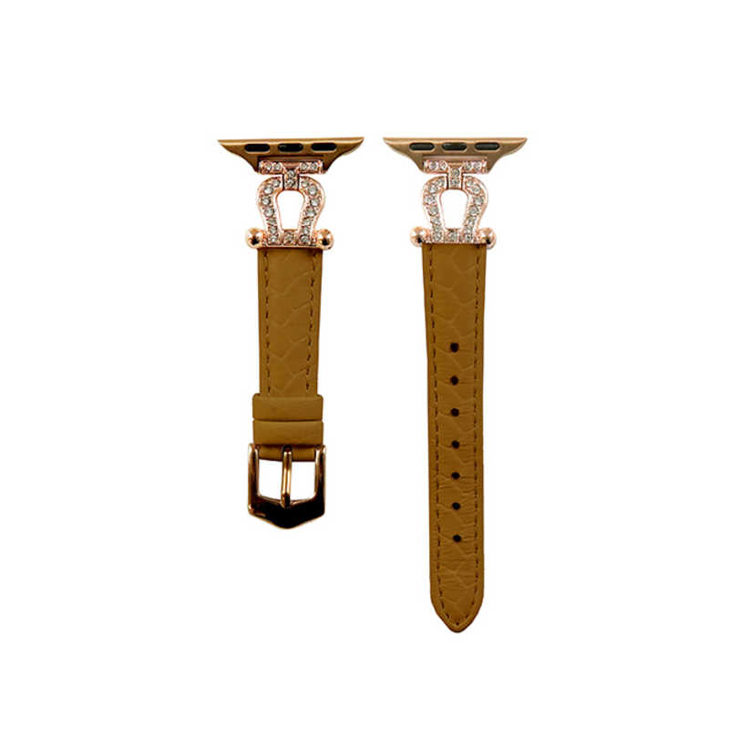 GAACAL　APPLE WATCH 1-10/SE1-2 38/40/41/42(10のみ)MM ストーン付きバンド ブラウン　W00409BRA