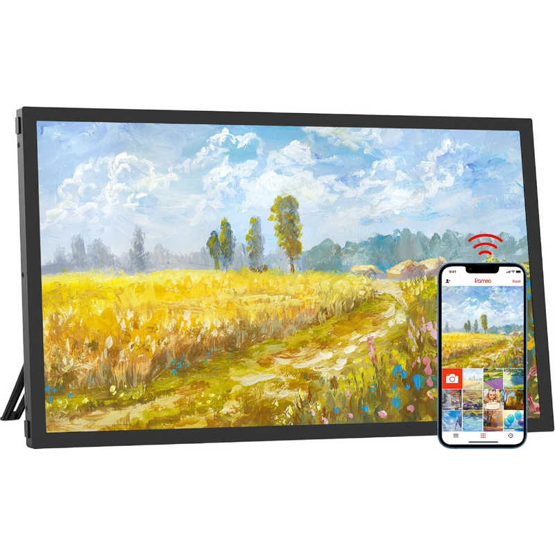 MOONKA　デジタルフォトフレーム 1920×1080 タッチスクリーン 写真＆動画 遠隔転送 64GB内蔵ストレージ 大型 アルバム 写真立て Frameo ［21.5インチ / Wi-Fi対応］ ブラック　mnk027