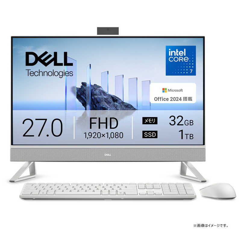 DELL　デル　デスクトップパソコン [ 27型 / Win11 Home / Core 7 / メモリ32GB / SSD1TB / Office ] パールホワイト　AD79-FNHBC