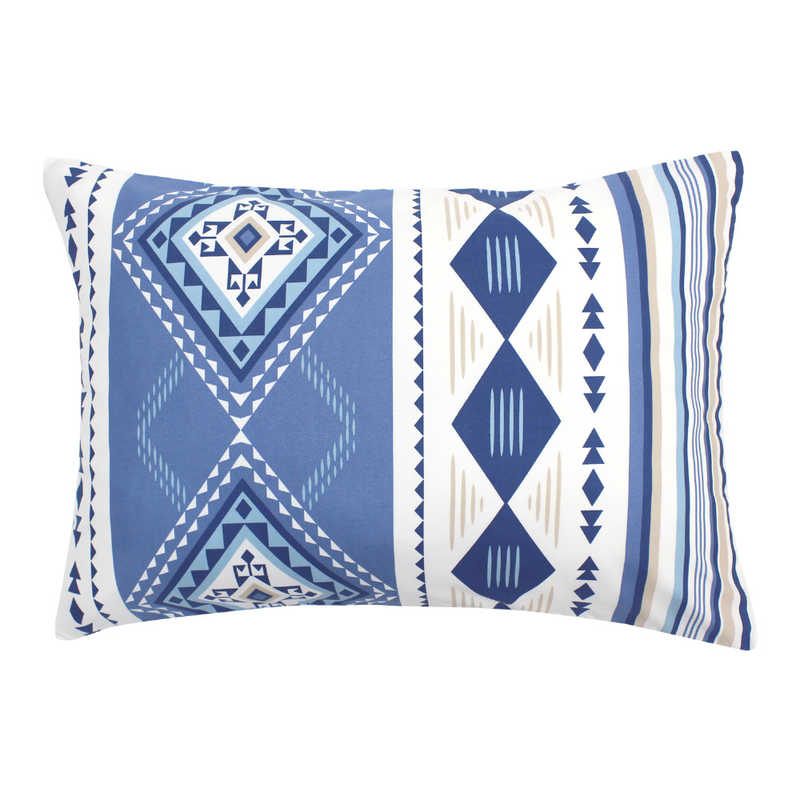 小栗 メリーナイト 枕カバー 「キリム」 ブルー 約43×63cm ファスナー式 まくらが入れやすい 洗える 速乾 シワになりにくい サックス