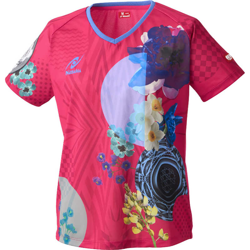 ニッタク　卓球用品 レディース モダンフラワーシャツ 2XO ロゼ　NW-2221