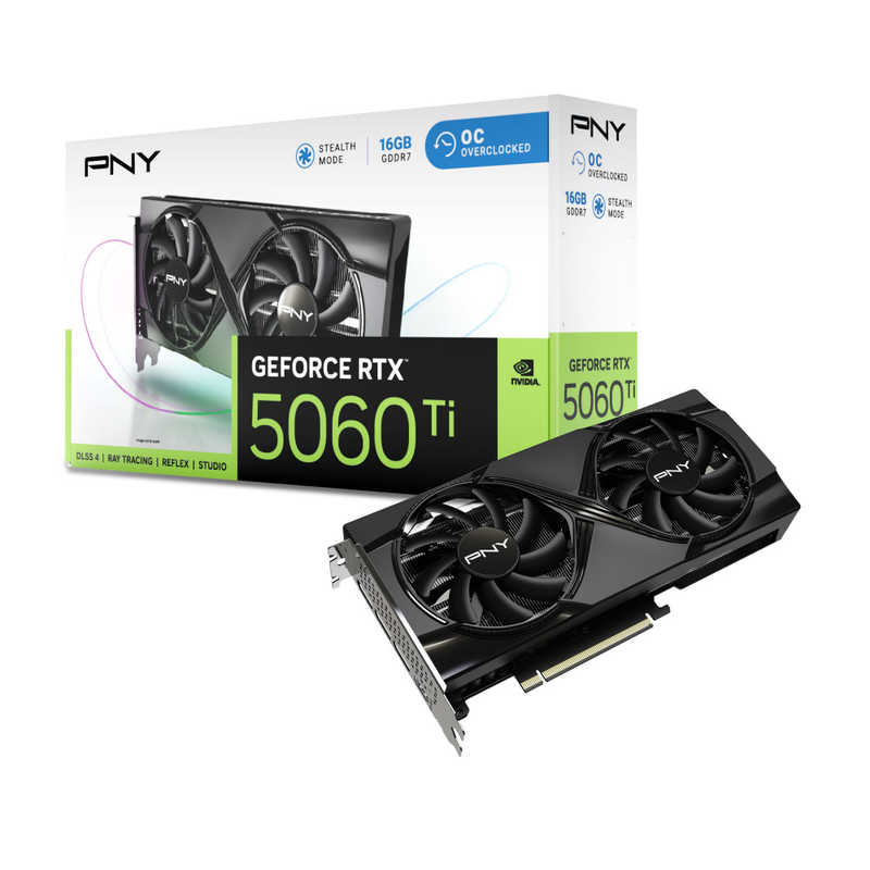 PNY　GeFORCE RTX 5060 Ti 16GB Overclocked Dualfan ［GeForce RTXシリーズ / 16GB］　VCG5060T16DFXPB1-O
