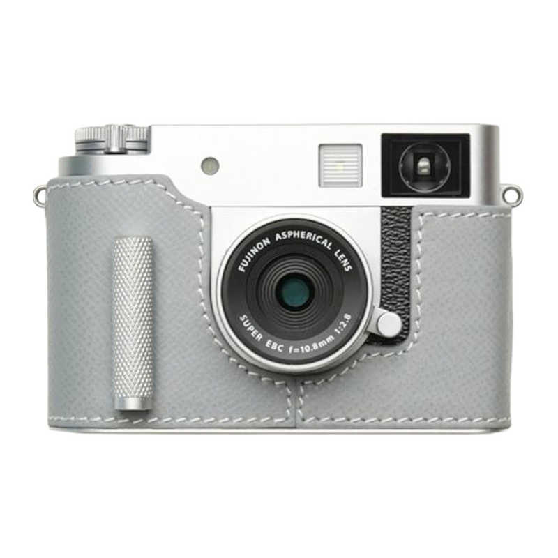 MR.STONE　富士フィルム X half用 本革ケース クラシック メタルグリップ付 ライトブルー/白ステッチ M..