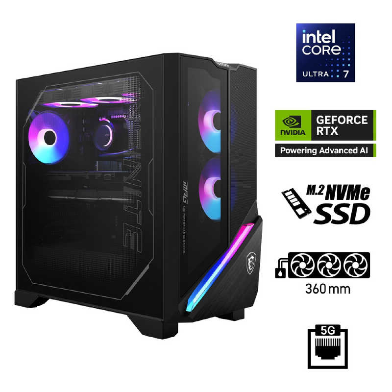 MSI　ゲーミングデスクトップパソコン [ RTX 5080 / モニター無し / Win11 Pro / Core Ultra 7 / メモリ32GB / SSD1TB ]　MPG Infinite X3 AI 2NVV7-039JP