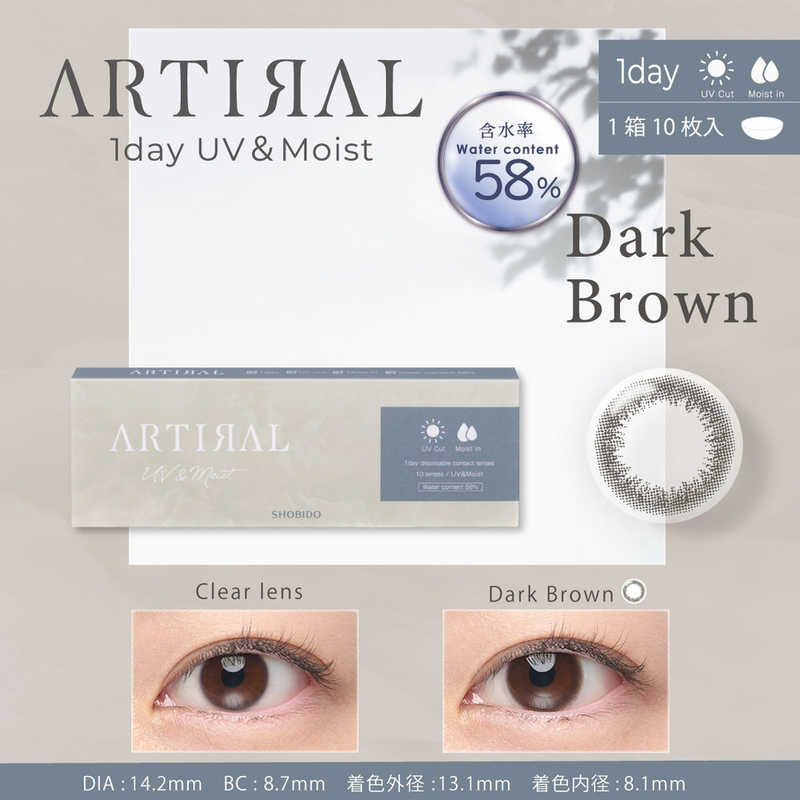 粧美堂　(度あり/-3.50) アーティラル ワンデー UV＆モイスト 58％ ダークブラウン (BC8.7/DIA14.2) 10枚入 カラコン(4)
