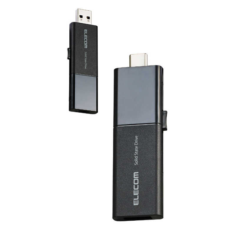 エレコム　ELECOM　SSD 外付け 250GB 読込最大420MB/秒 スライド式 USB Type-C/USB-A 両対応 ブラック　ESDEWB0250GBKR