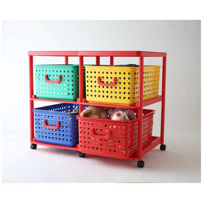 和泉化成 バスケットラック キッズ収納 キャスター付き 4個2段 イズミキッズビッグバスケッ [2]
