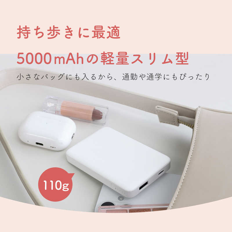 OWLTECH　5000mAh 最大12W入出力対応 USB Type-C入出力/USB Type-A出力 モバイルバッテリー ブラック　OWL-LPB5028-BK
