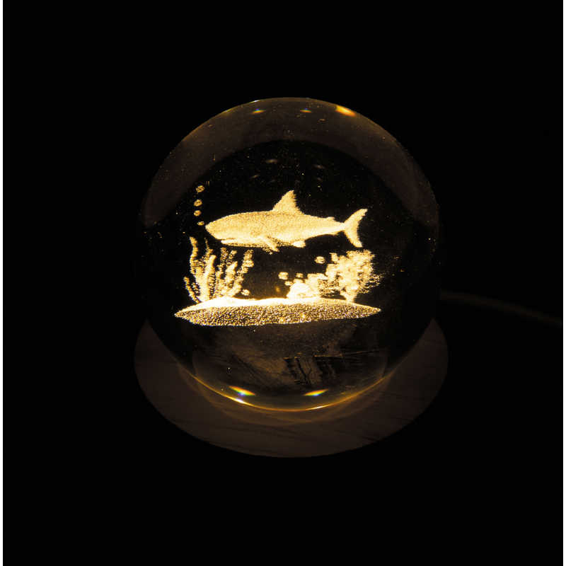 イシグロ　3Dクリスタルボール LEDライト サメ ［LED / 電球色］　18044