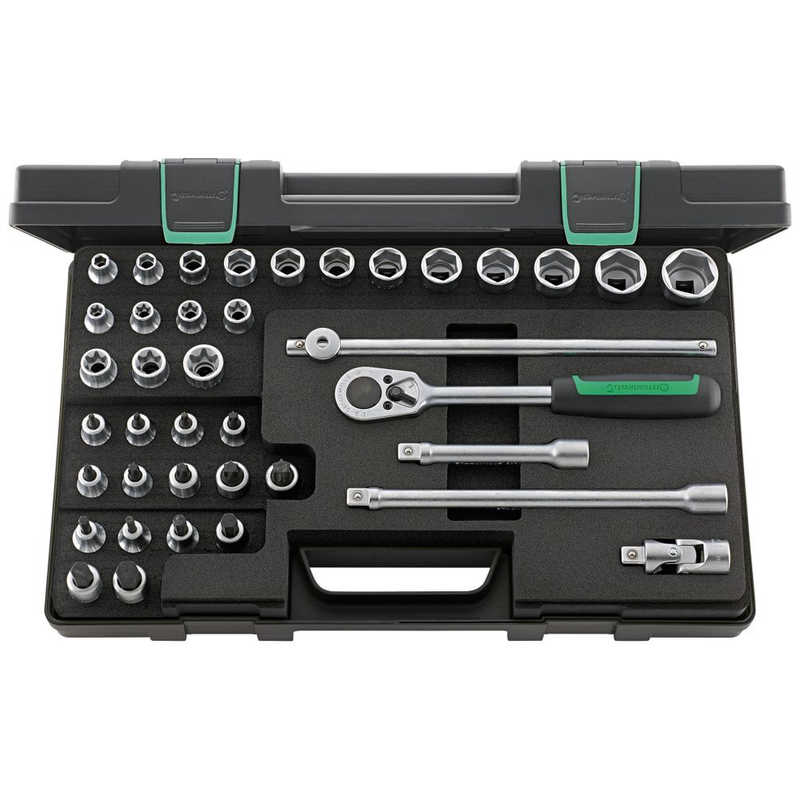 【商品解説】●39pcsの1/2SQソケットレンチセット。●差込角(SQ；inch)：1/2●ケースサイズ(mm)：W481×D288×H82●質量(g)：6574ソケット(六角)：8・10・13・16・17・18・19・21・22・24・...