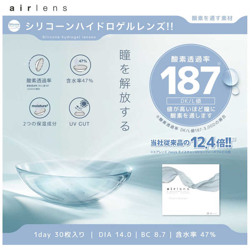 RISEUP　(度あり/-9.00) エアレンズ ワンデー シリコーン (BC8.7/PWR-9.00/DIA14.0) r-kojima-11671492 コジマ楽天市場店 サンプル画像2
