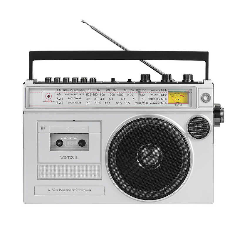 WINTECH 大型モノラルラジカセ ［ワイドFM対応 / Bluetooth対応］ シルバー SCT-MB300