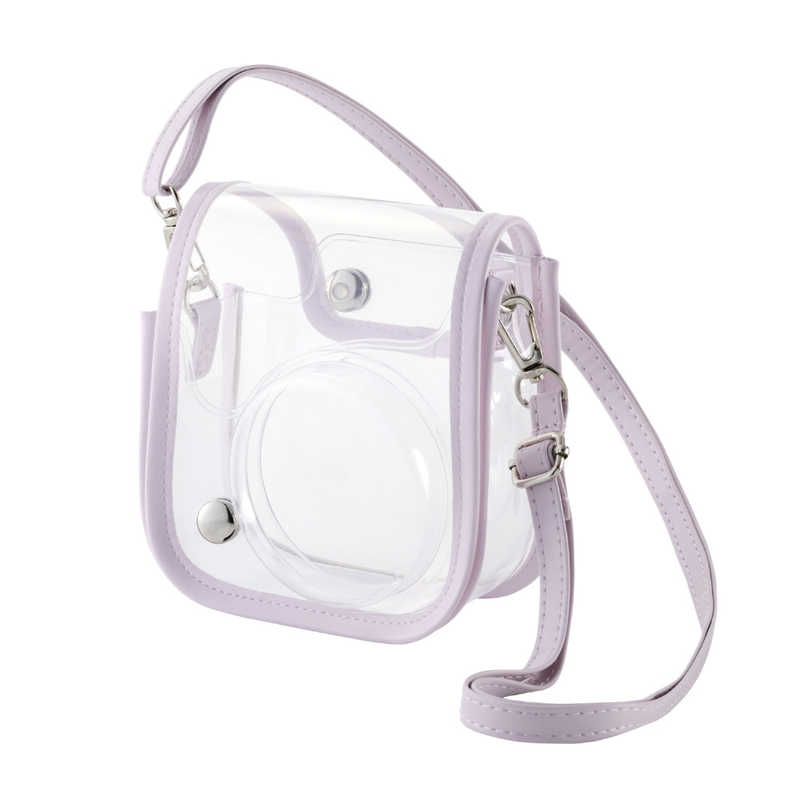 エレコム ELECOM チェキケース instax mini 12専用 クリア カメラケース マグネット式フラップ ストラップ付 ピンク IC-CCM12PN