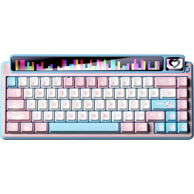 AULA ゲーミングキーボード 可視化マルチメディアスクリーン 8000mAh大容量バッテリー 五重精密充填ハードコアガスケット構造 Blue AMG65JP-BL
