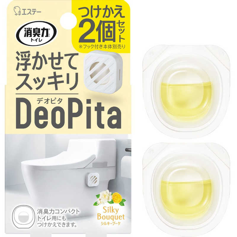 【商品解説】「瞬間」と「継続」2つの消臭パワーを凝縮！用を足した直後の気になる便のニオイを瞬間的に防ぐだけでなく、トイレに漂うニオイや、壁や床のしみつき臭まで継続的に消臭・防臭します。※使用環境によっては効果を感じにくい場合があります。貼って浮かせても＆置いても目立たずスッキリ！●粘着タブ付き専用フックで簡単取り付け！薄型なのでトイレになじんで目立ちません。●どこでもちょこんと置きやすいコンパクトサイズ【スペック】●型式：デオピタカエブーケ（デオピタカエブーケ）●JANコード：4901070132669【注意事項・特記事項】※キャンペーンやパッケージリニューアル等で掲載画像とは異なる場合があります。※開封後の返品や商品交換はお受けできません。この商品は宅配便でお届けする商品です出荷可能日から最短日時でお届けします。※出荷完了次第メールをお送りします。配送サービス提供エリアを調べることができます「エリア検索」をクリックして、表示された画面にお届け先の郵便番号7桁を入力してください。ご購入可能エリア検索お買い上げ合計3,980円以上で送料無料となります。※3,980円未満の場合は、一律550円（税込）となります。●出荷可能日から最短日時でお届けします。（日時指定は出来ません。）　※お届け時に不在だった場合は、「ご不在連絡票」が投函されます。　「ご不在連絡票」に記載された宅配業者の連絡先へ、再配達のご依頼をお願いいたします。●お届けは玄関先までとなります。●宅配便でお届けする商品をご購入の場合、不用品リサイクル回収はお受けしておりません。●全て揃い次第の出荷となりますので、2種類以上、または2個以上でのご注文の場合、出荷が遅れる場合があります。詳細はこちら■商品のお届けについて商品の到着日については、出荷完了メール内のリンク（宅配業者お荷物お問い合わせサービス）にてご確認ください。詳しいお届け目安を確認する1度の注文で複数の配送先にお届けすることは出来ません。※注文時に「複数の送付先に送る」で2箇所以上への配送先を設定した場合、すべてキャンセルとさせていただきます。