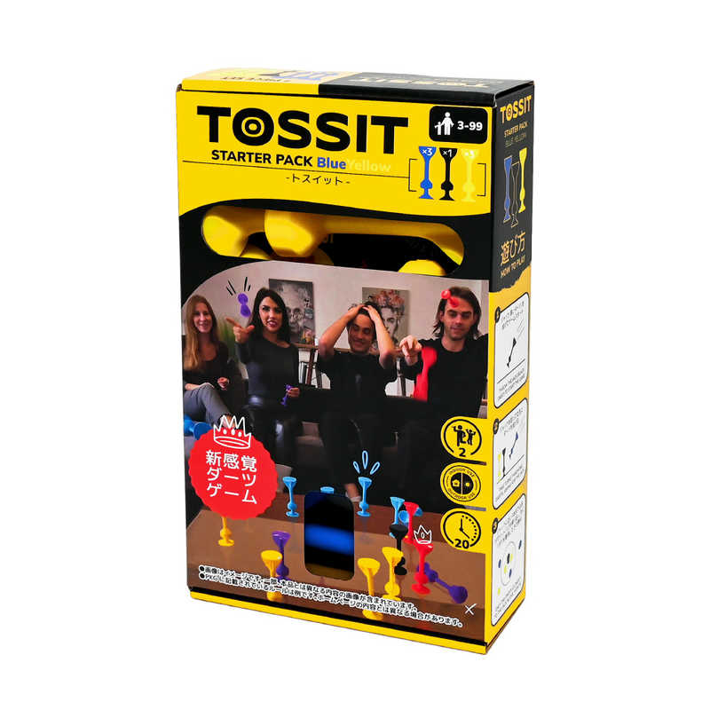 【商品解説】新感覚ダーツゲームTOSSIT（トスイット）がついに発売！ TOSSITはなめらかな面ならどこでもくっつく100％シリコン製の安心安全なおもちゃです。場所を選ばず好きなところでプレイ可能。黒のダーツの一番近くに投げることができればポイント獲得！簡単なルールですぐに始めることができます。【スペック】●型式：TOSSITスターターBLYE（TOSSITスターターBLYE）●JANコード：4745092140109この商品は宅配便でお届けする商品です出荷可能日から最短日時でお届けします。※出荷完了次第メールをお送りします。配送サービス提供エリアを調べることができます「エリア検索」をクリックして、表示された画面にお届け先の郵便番号7桁を入力してください。ご購入可能エリア検索お買い上げ合計3,980円以上で送料無料となります。※3,980円未満の場合は、一律550円（税込）となります。●出荷可能日から最短日時でお届けします。（日時指定は出来ません。）　※お届け時に不在だった場合は、「ご不在連絡票」が投函されます。　「ご不在連絡票」に記載された宅配業者の連絡先へ、再配達のご依頼をお願いいたします。●お届けは玄関先までとなります。●宅配便でお届けする商品をご購入の場合、不用品リサイクル回収はお受けしておりません。●全て揃い次第の出荷となりますので、2種類以上、または2個以上でのご注文の場合、出荷が遅れる場合があります。詳細はこちら■商品のお届けについて商品の到着日については、出荷完了メール内のリンク（宅配業者お荷物お問い合わせサービス）にてご確認ください。詳しいお届け目安を確認する1度の注文で複数の配送先にお届けすることは出来ません。※注文時に「複数の送付先に送る」で2箇所以上への配送先を設定した場合、すべてキャンセルとさせていただきます。