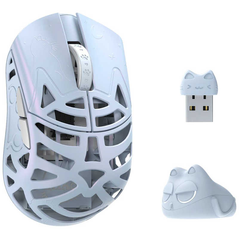 KIBU　ゲーミングマウス Beast Miao ［光学式 / 有線/無線(ワイヤレス) / 5ボタン / USB］ Ice Blue　WL-BMIAO-IB-O