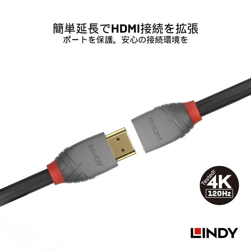 LINDY　HDMI延長ケーブル ver2.1 『ANTHRA LINE』 ［0.5m / HDMI⇔HDMI / イーサネ...