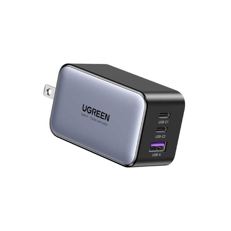 UGREEN　Nexode 65W GaN 急速充電器 ［3ポート / Quick Charge対応 / GaN(窒化ガリウム) 採用］ ブラック　10334