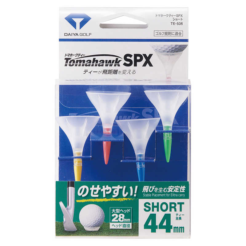 【商品解説】●圧倒的のせやすさでティーアップのストレスフリー 直径28mmという大型のティーヘッドが圧倒的なボールののせやすさを実現します。仮に斜めにティーアップしてしまっても「ポロっ」と落ちづらくなります。●やわらか素材で振り抜き抵抗と破損を減らします 適度にしなる素材を使用しているので、インパクト時の衝撃をやわらげ、破損を防ぎます。【スペック】●型式：TE506（TE506）●JANコード：4901948040744長さ：ティー全長:約44mm入数：4本素材：上部:ポリエチレン系樹脂　下部:ポリカーボネート仕様3：※予告なくパッケージが変更になり、ご注文のタイミングによっては新旧パッケージが混在する場合がございます。パッケージのみの変更で商品自体には変更はございません。この商品は宅配便でお届けする商品です出荷可能日から最短日時でお届けします。※出荷完了次第メールをお送りします。配送サービス提供エリアを調べることができます「エリア検索」をクリックして、表示された画面にお届け先の郵便番号7桁を入力してください。ご購入可能エリア検索お買い上げ合計3,980円以上で送料無料となります。※3,980円未満の場合は、一律550円（税込）となります。●出荷可能日から最短日時でお届けします。（日時指定は出来ません。）　※お届け時に不在だった場合は、「ご不在連絡票」が投函されます。　「ご不在連絡票」に記載された宅配業者の連絡先へ、再配達のご依頼をお願いいたします。●お届けは玄関先までとなります。●宅配便でお届けする商品をご購入の場合、不用品リサイクル回収はお受けしておりません。●全て揃い次第の出荷となりますので、2種類以上、または2個以上でのご注文の場合、出荷が遅れる場合があります。詳細はこちら■商品のお届けについて商品の到着日については、出荷完了メール内のリンク（宅配業者お荷物お問い合わせサービス）にてご確認ください。詳しいお届け目安を確認する1度の注文で複数の配送先にお届けすることは出来ません。※注文時に「複数の送付先に送る」で2箇所以上への配送先を設定した場合、すべてキャンセルとさせていただきます。