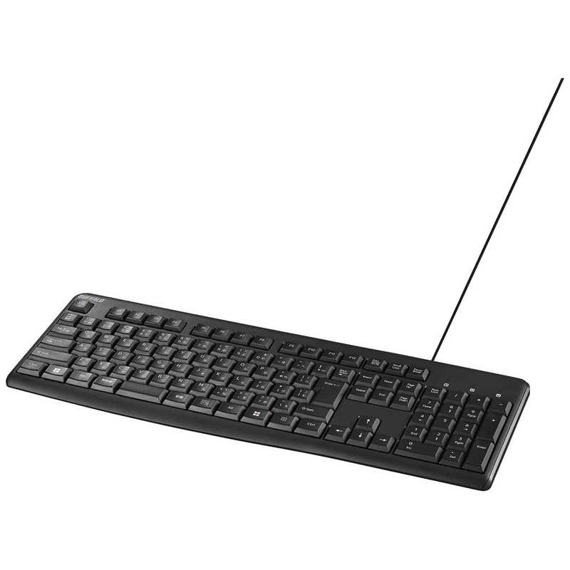 BUFFALO　USB接続 有線スタンダードキーボード ［有線 / 日本語配列 / メンブレン］ ブラック　BSKBU110BK