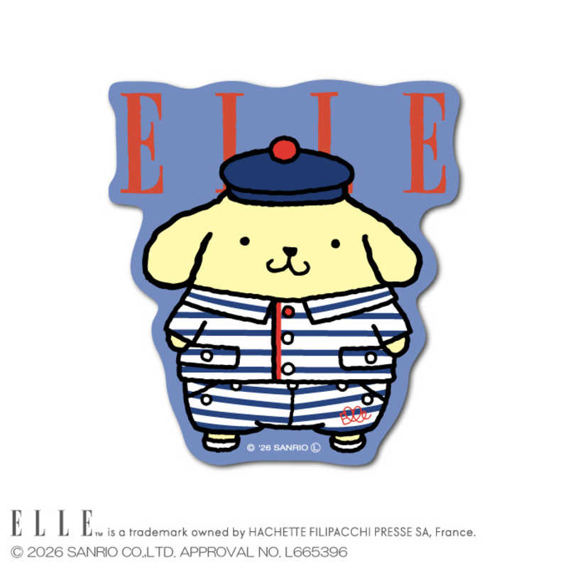ゼネラルステッカー　ELLE×ポムポムプリン ダイカットステッカー ボーダー　SAN-264