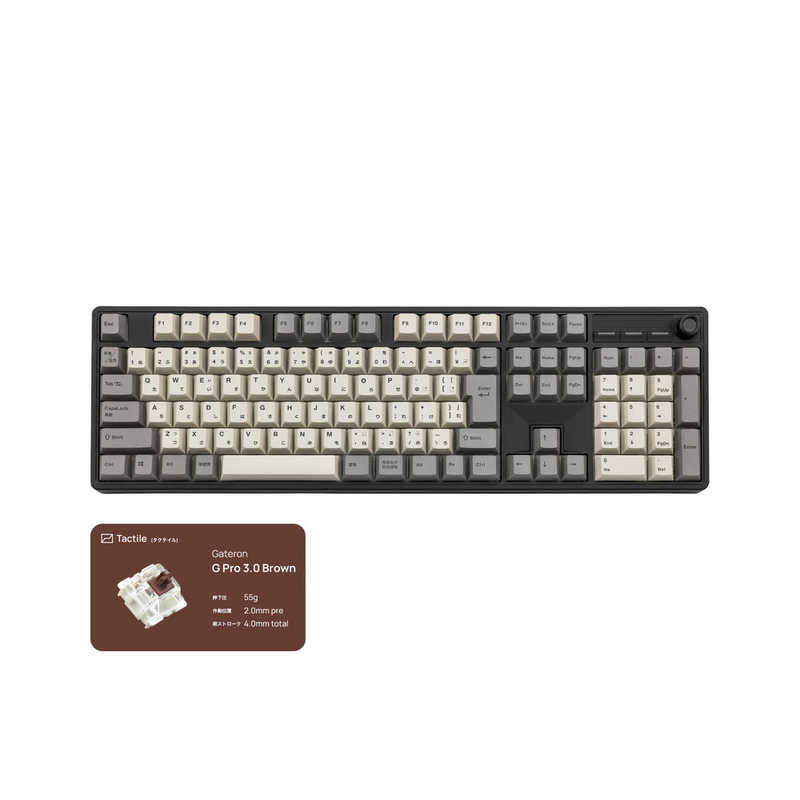 【2026年08月28日発売予定】IKBC フルサイズワイヤレスメカニカルキーボード CD108HB＋(GateonGPRO Brown / 日本語配列) ブラック IK-CD108HBPLS-G/BR