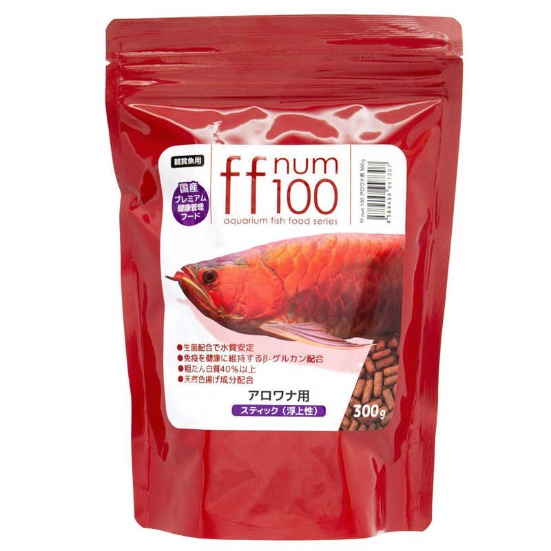 【商品解説】アロワナ、大型肉食魚のための高品質プレミアム健康管理フード！ ●商品説明 ●アロワナが食べやすいスティック形状です。●フィッシュミールとオキアミミール配合により嗜好性抜群です。●大型肉食魚の成長を促す高タンパクフードです。（粗たん白質40％以上）●タンパク質分解酵素及び脂肪分解酵素配合により消化性が高く健やかに成長します。●生菌(乳酸菌、酪酸菌、糖化菌)の配合により消化性が高く健康を健やかに維持します。●天然色揚げ成分アスタキサンチン配合でアロワナの美しい発色を実現します。●ご注意 本品は観賞魚用フードです。他の目的に使用しないでください。※本品はお子様の手の届かない所に保管してください。●ご使用方法 ●1日1〜2回、数分で食べきる量を与えてください。●食べ残したエサはすみやかに取り除いてください。●粒が大きく食べづらい場合は、飼料を折って小さくしてから与えてください。●生餌で飼育された魚の場合、急にエサを切り替えると食べないことがありますが、徐々に慣らすようにしてください。●開封後は直射日光を避けお早目にご使用ください。●対象 アロワナ、大型肉食魚、、※対象魚の大きさ目安、ガーパイク体長20cm以上、シルバーアロワナ・アジアアロワナ体長15cm以上、オスカー体長15cm以上●サイズ 直径：約3〜4mm長さ：12〜13mm●原材料 魚粉、オキアミミール、小麦粉、でん粉、大豆油かす、コーングルテンミール、小麦グルテン、魚油、リン酸カルシウム、レシチン、乳酸菌、酪酸菌、糖化菌、ビール酵母、炭酸カルシウム、アスタキサンチン、たん白質分解酵素、脂肪分解酵素、バチルス・トヨイ、β-グルカン（黒酵母由来）、ビタミン類、ミネラル類●成分 粗たん白質：40％以上、粗脂肪：8％以上、粗繊維：3％以下、粗灰分：12．％以下、水分：11％以下【スペック】●型式：（リーフ）●JANコード：4589498997307この商品は宅配便でお届けする商品です出荷可能日から最短日時でお届けします。※出荷完了次第メールをお送りします。配送サービス提供エリアを調べることができます「エリア検索」をクリックして、表示された画面にお届け先の郵便番号7桁を入力してください。ご購入可能エリア検索お買い上げ合計3,980円以上で送料無料となります。※3,980円未満の場合は、一律550円（税込）となります。●出荷可能日から最短日時でお届けします。（日時指定は出来ません。）　※お届け時に不在だった場合は、「ご不在連絡票」が投函されます。　「ご不在連絡票」に記載された宅配業者の連絡先へ、再配達のご依頼をお願いいたします。●お届けは玄関先までとなります。●宅配便でお届けする商品をご購入の場合、不用品リサイクル回収はお受けしておりません。●全て揃い次第の出荷となりますので、2種類以上、または2個以上でのご注文の場合、出荷が遅れる場合があります。詳細はこちら■商品のお届けについて商品の到着日については、出荷完了メール内のリンク（宅配業者お荷物お問い合わせサービス）にてご確認ください。詳しいお届け目安を確認する1度の注文で複数の配送先にお届けすることは出来ません。※注文時に「複数の送付先に送る」で2箇所以上への配送先を設定した場合、すべてキャンセルとさせていただきます。