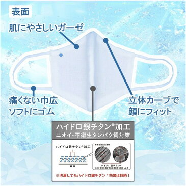 20枚セット 冷感 マスク ハイドロ銀チタン 洗えるマスク 夏用 医師×タオル職人が考えた COOL ガーゼマスク ふつう 小さめ 立体マスク 女性 男性 海老蔵 DR.C医薬