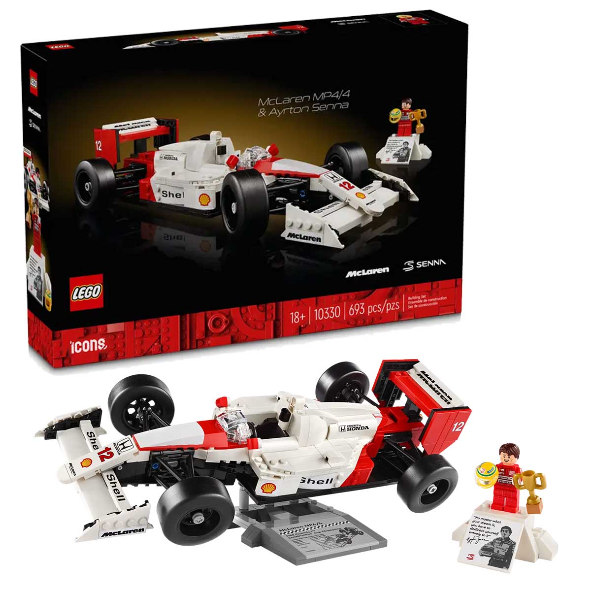 レゴ(LEGO) アイコン マクラーレン MP4/4 ＆アイルトン セナ 10330 玩具 ブロック スポーツカー おうち時間 大人 オトナレゴ インテリア ディスプレイ おしゃれ ホビー 模型 プレゼント ギフト 車 大人向け 究極 レーシングカー