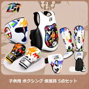 キッズ ボクシング 保護具 5点セット プロテクター ヘッドギア レッグガード 股間ガード ボクシンググローブ 収納バッグ 6点セット ムエタイ 空手 格闘技 ...