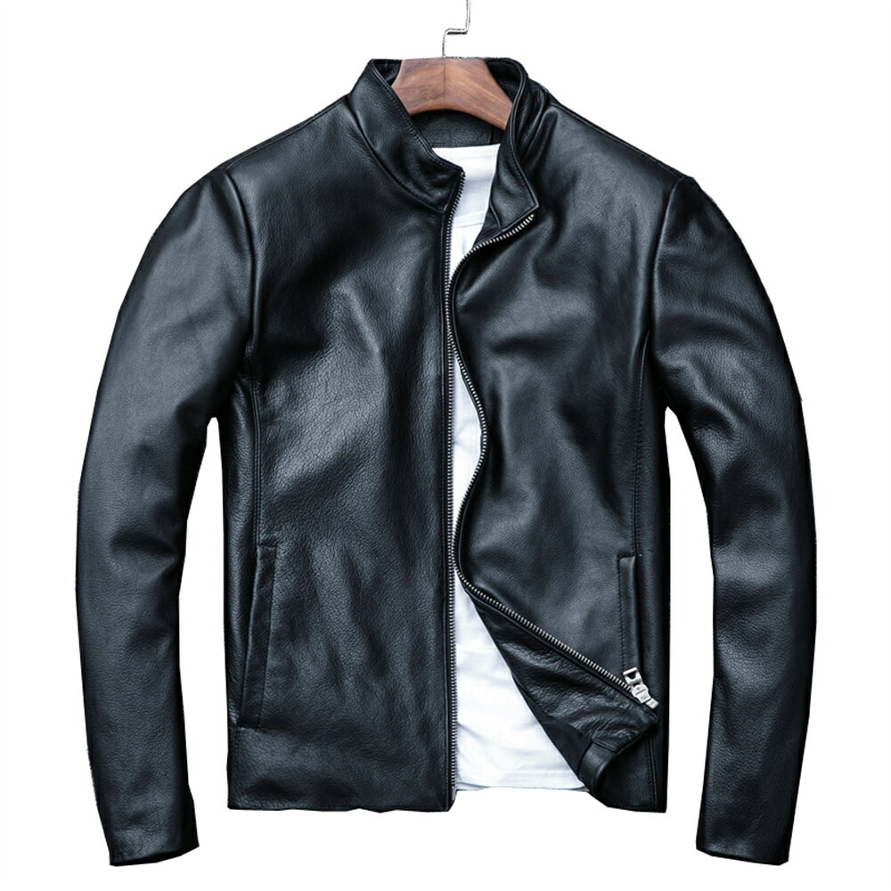 Leather Jacket - ラム革 ライダースジャケット メンズ 本革ジャケット レザージャケット バイクジャケット シンプル ビジネスコート レザーコート 牛革 ジャケット 皮ジャン 防寒コート ブルゾン 革ジャン 春秋冬 S~5XL stk1925