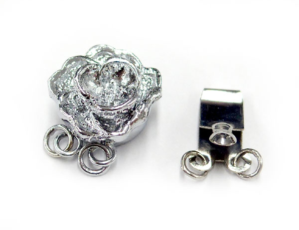 1個～ ネックレスクラスプ 花型 留め具 13mm 留め金具 シルバーカラー 銀色 シンプル フラワー 簡単装着 着脱 アクセパーツ アクセサリーパーツ ハンドメイド 手作りアクセ パーツ金具 エンドパーツ パールネックレスの留め具