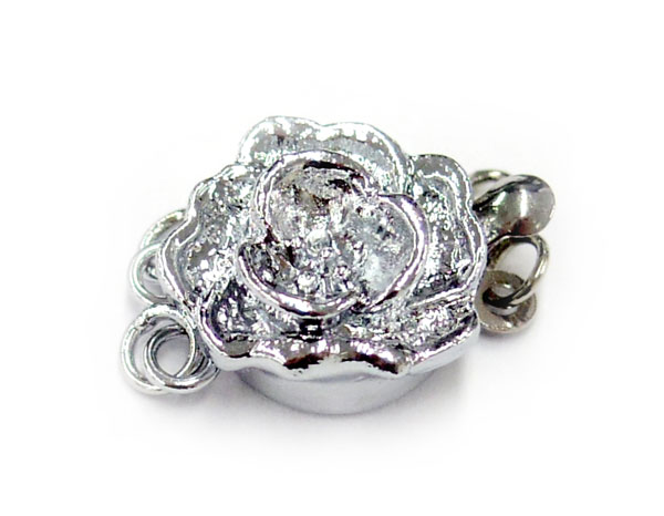 1個～ ネックレスクラスプ 花型 留め具 13mm 留め金具 シルバーカラー 銀色 シンプル フラワー 簡単装着 着脱 アクセパーツ アクセサリーパーツ ハンドメイド 手作りアクセ パーツ金具 エンドパーツ パールネックレスの留め具のサムネイル