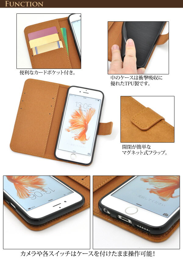 送料無料 iPhone 6/iPhone 6S用アンティーク調レザーデザインスタンドケースポーチ...