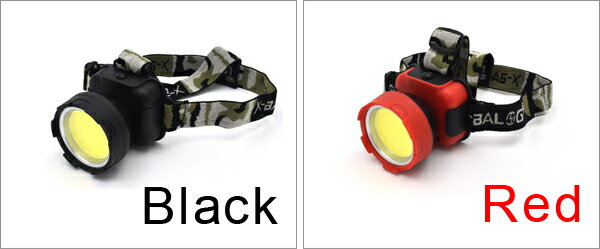 送料無料【COB型 3W LEDヘッドライト】チップオンボードタイプ アウトドア レジャー 暗所での作業 防災用品 夜釣り 夜間 長さ調整可能 角度調整可能 迷彩柄バンド 単3電池3本 ブラック レッド コンパクト 小型 高輝度通販格安セール情報 楽天 通販