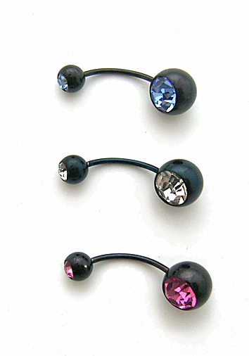 大特価！バナナバーベルボディピアス18G～16G ダブルラインストーン ジュエル カー...