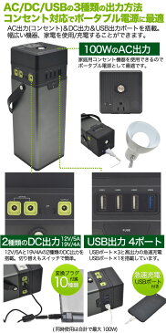 送料無料【超大容量15万mAhバッテリー/ブラック】100W AC出力 DC出力 USB出力 アウトドア 防災用品 家電 コンセント使用可能 ポータブル電源 家電 災害時 緊急時 キャンプ 非常時 電源供給 停電 軽量 コンパクト設計 スマホ充電 ノートPC LEDライト 懐中電灯