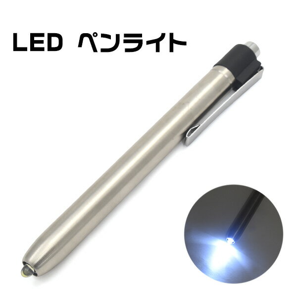 送料無料 LED ノック式 ペンライト 色温度 6000k 持ち運び便利 クリップ ペン 単4電池 医療現場や学校での使用に バインダーに挟める 電池式 コンパクト ペン型懐中電灯 メール便 直送w