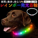 送料無料 光る 首輪 犬 いぬ イヌ ペット 夜 夜間 さんぽ 散歩 お散歩 迷子防止 サイズ調整可能 usb充電 虹色 レインボー ソフト やわらかい シリコン 夜道 外出 目立つ ポップ カラフル かわいい メール便