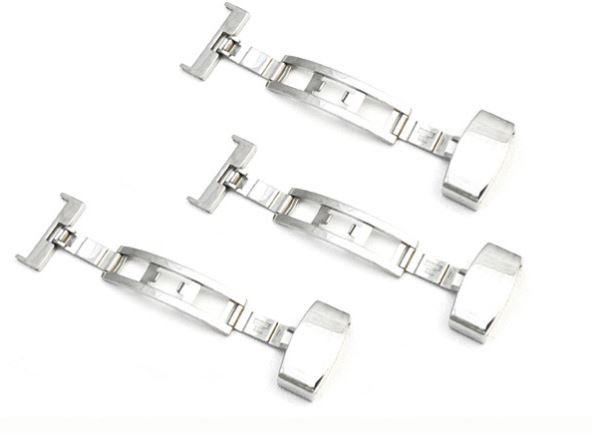 送料無料 バタフライバックル3本セット/メンズ用20mmサイズ 腕時計の革ベルトの尾錠をメタル製のバックルに変更可能! 簡単に着脱出来るようになります! (時計...