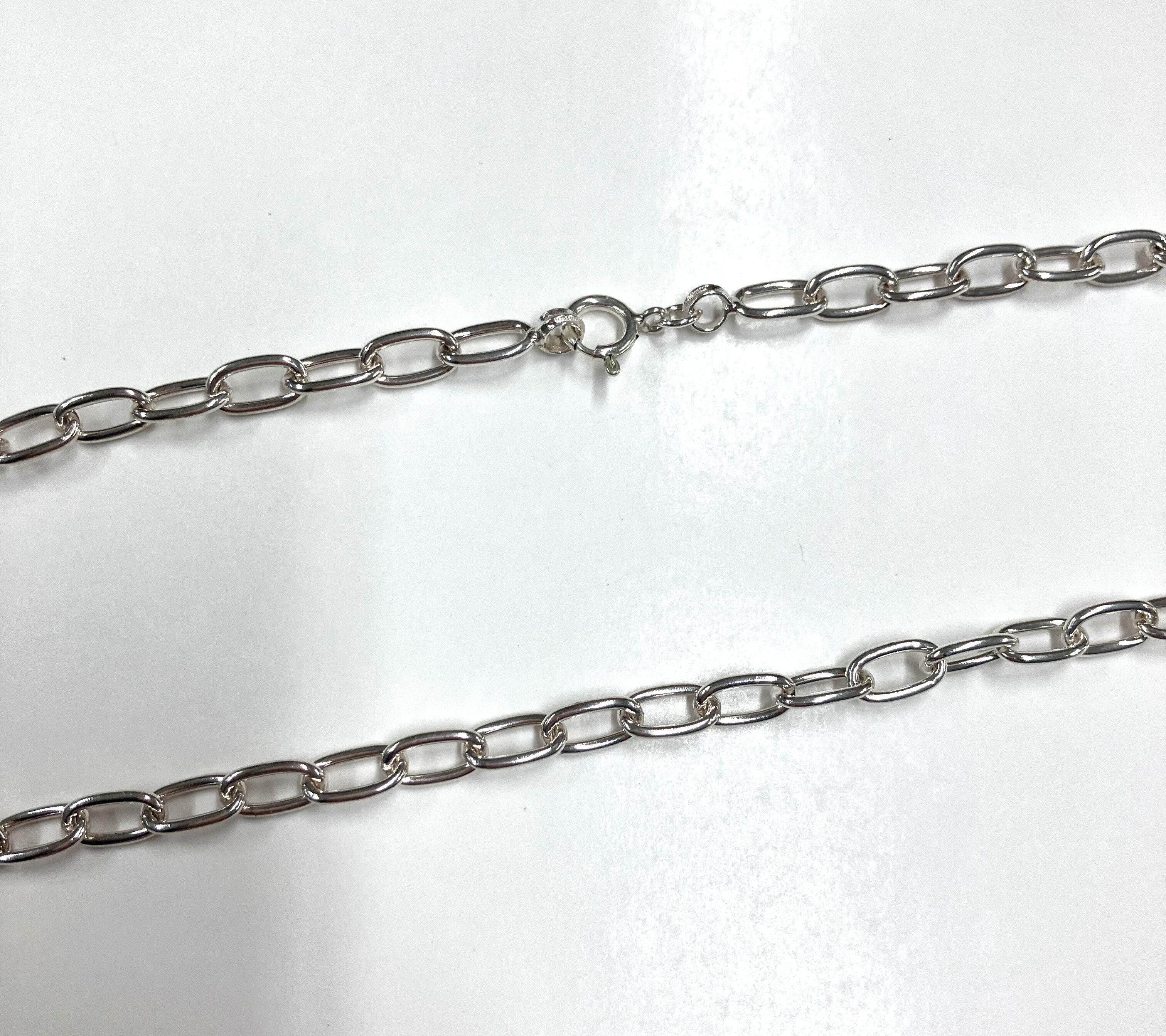 Rakuten - 送料無料 シルバー925 小豆チェーン 55cm 幅5.0mm 太め 太い 幅広 silver925 あずきチェーン シンプル 定番 アクセパーツ チェーンパーツ アクセサリー ハンドメイド 手作り ユニセックス メンズ レディース ペンダント 首飾り ネックレス