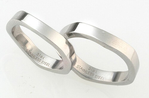 送料無料 ステンレス ウェーブリング シルバー 単色 カーブ シンプル 刻印無料 名入れ プレゼント ギフト メンズ レディース 贈り物 レーザー刻印 記念日 ...