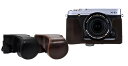 送料無料 アウトレット FUJIFILM X-E1 レンズキット対応 カメラケース&首さげ・肩掛け可能ネックストラップ ブラック/ブラウン 三脚使用可能 (合成...