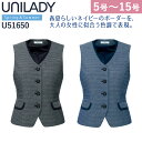 UNILADY ベスト 5号〜15号 U51650 吸汗速乾 背抜き仕様 後ろベルト調整 家庭洗濯可 エレガントボーダー 春夏 制服 事務服 オフィス ヤギコー...